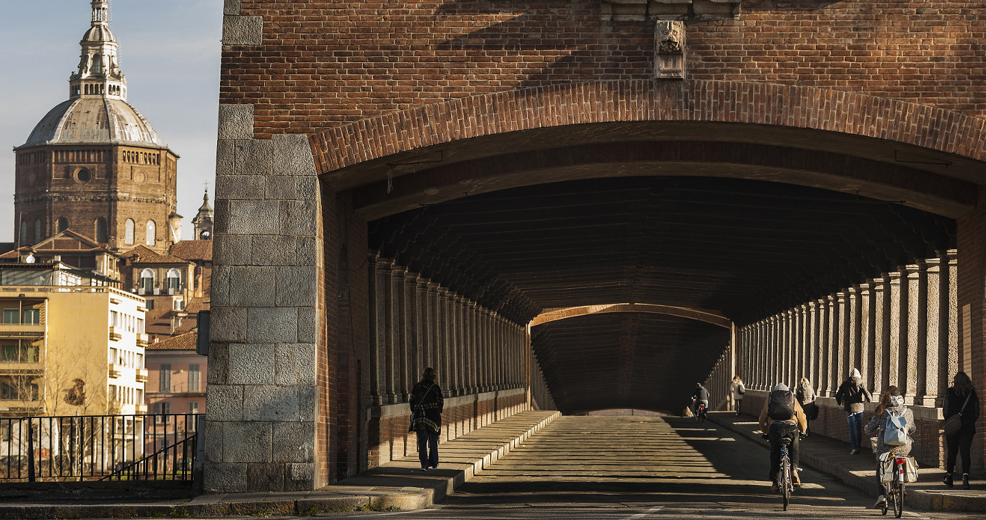 The Covered Bridge towards the historic center of Pavia